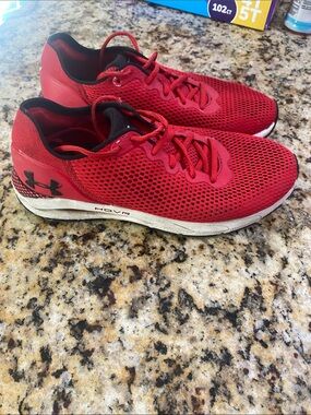 Under Armour Red Mesh HOVR Lace-Up Running Sneakers